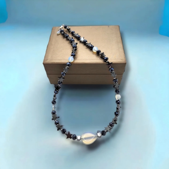 Hematite Stars, Opalite choker necklace - Picture 3 of 3
